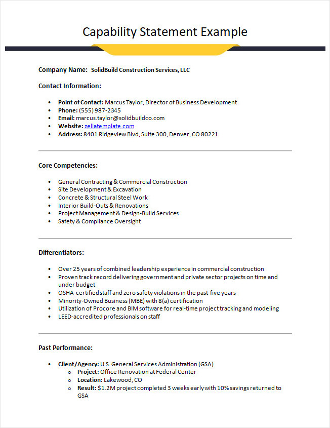 Capability Statement Example