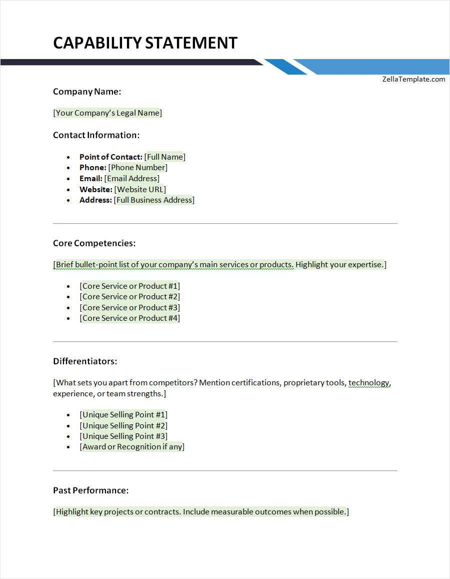 Free Capability Statement Template