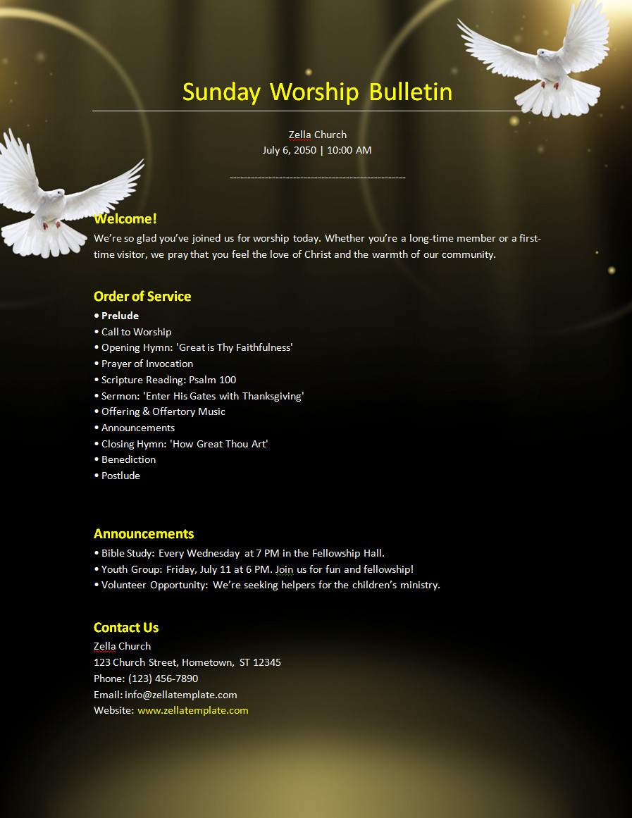 Modern Church Bulletin Template