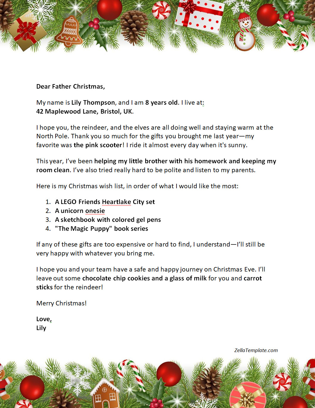 Free Father Christmas Letter Template Word