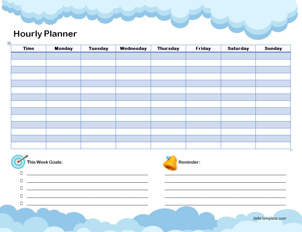 Weekly Hourly Planner Template