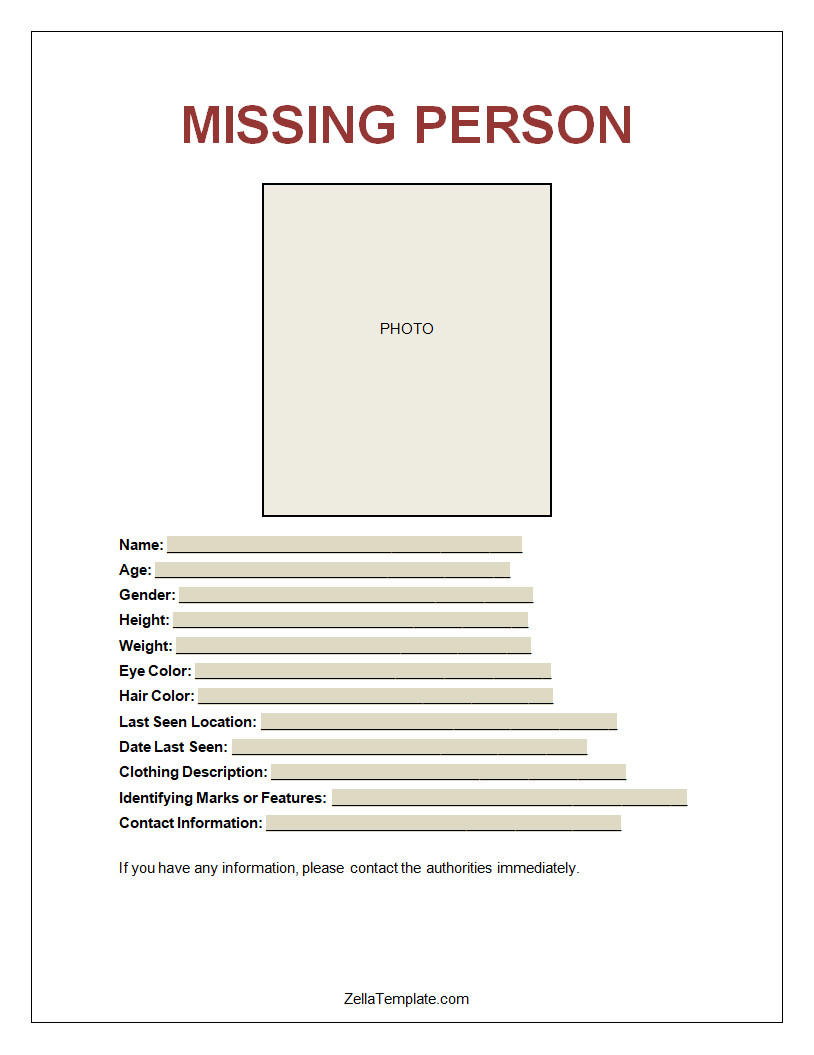 Missing Person Poster Template