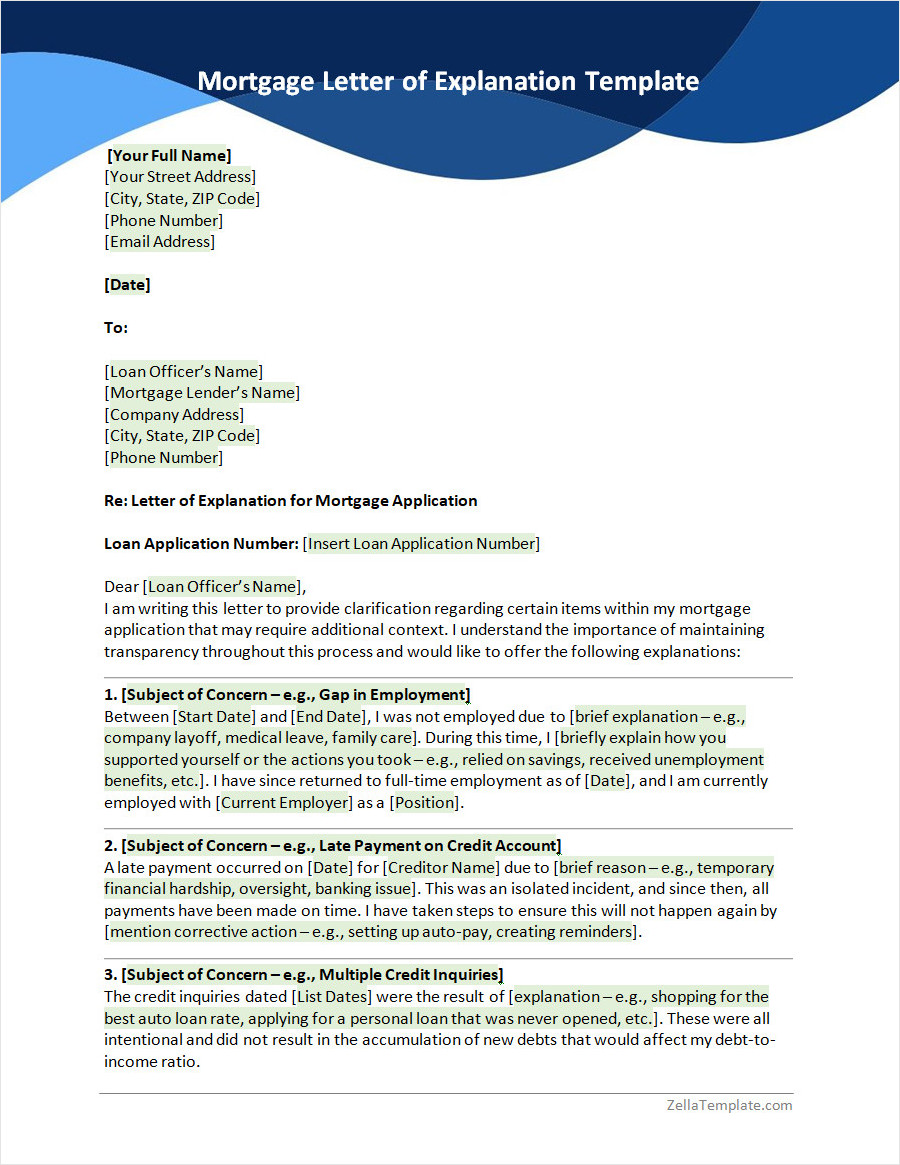 Mortgage Letter of Explanation
