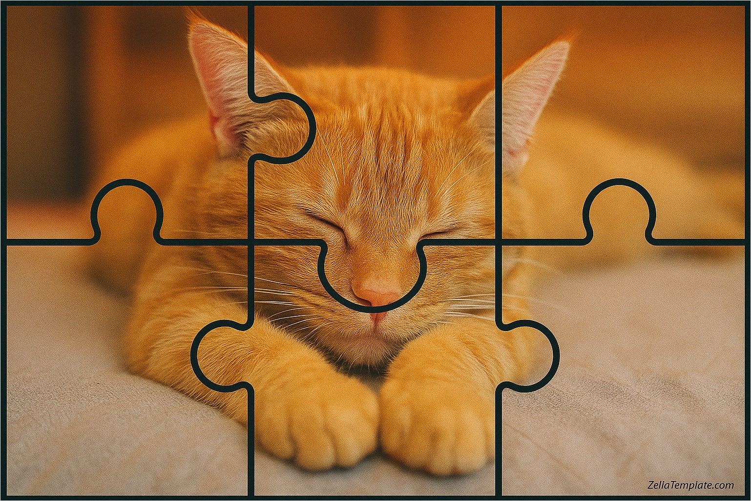 Printable Six Piece Puzzle Template