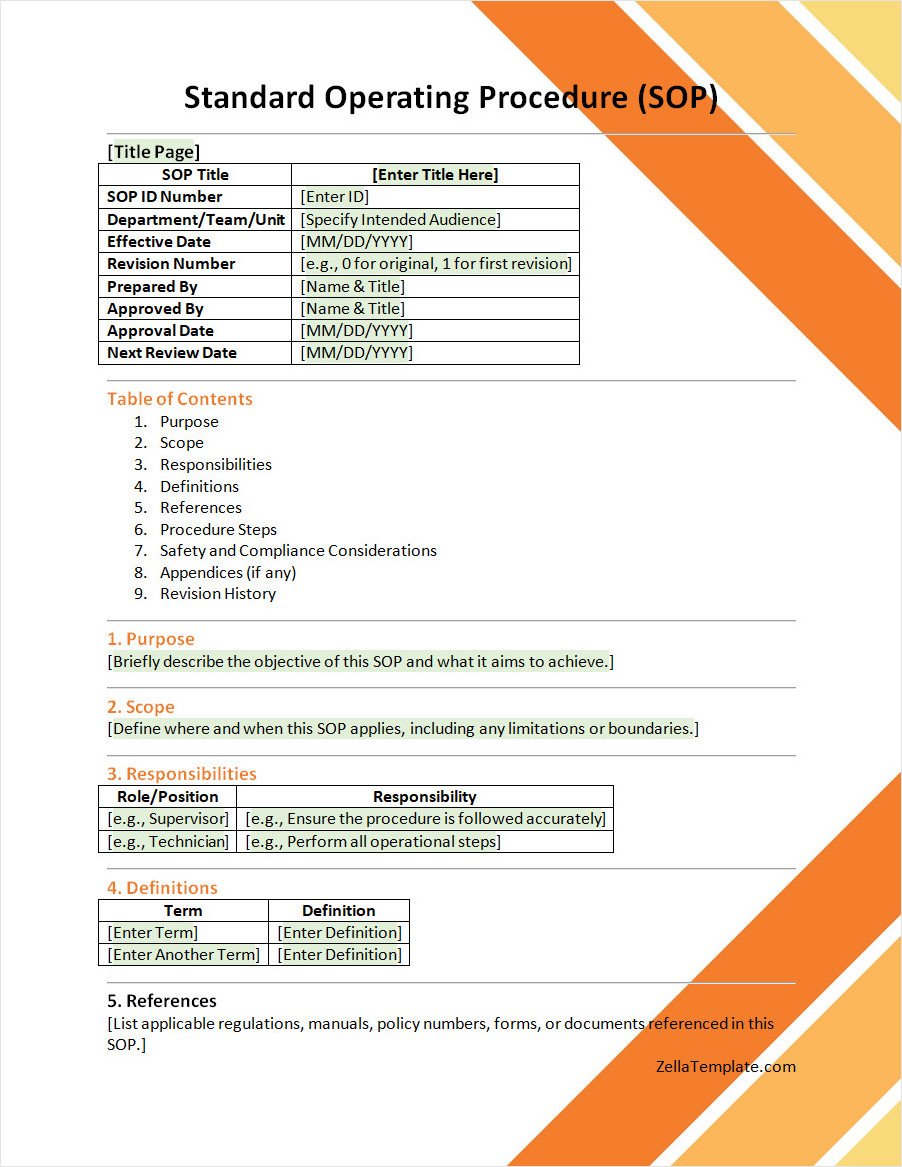 Free Standard Operating Procedure Template Word