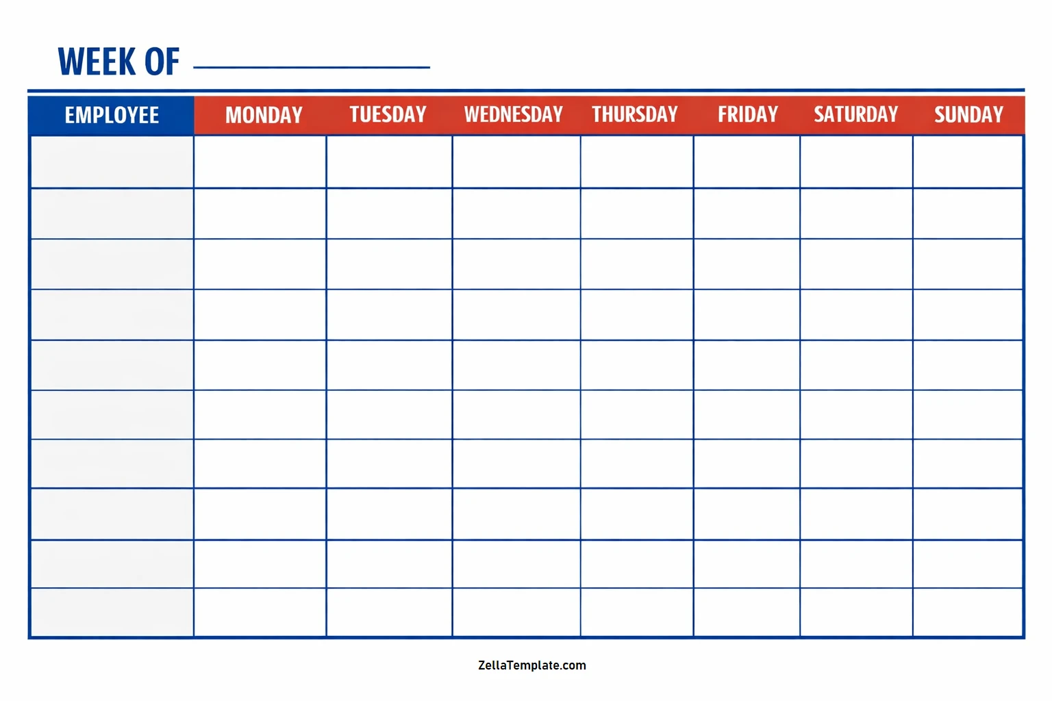 Printable Weekly Employee Work Schedule Template