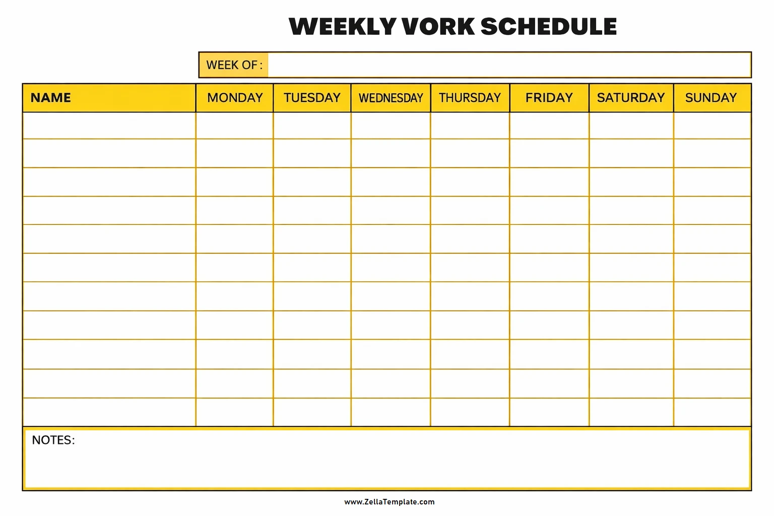 Simple Weekly Staff Schedule Template