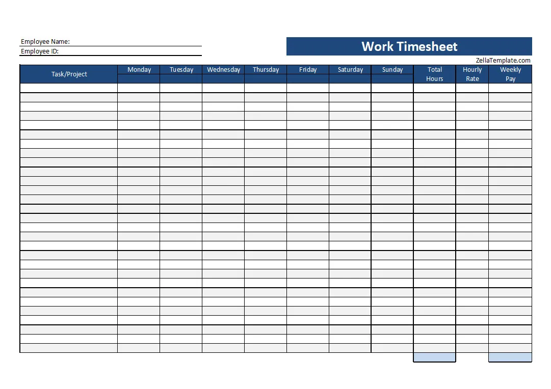 Simple Work Timesheet Template Excel