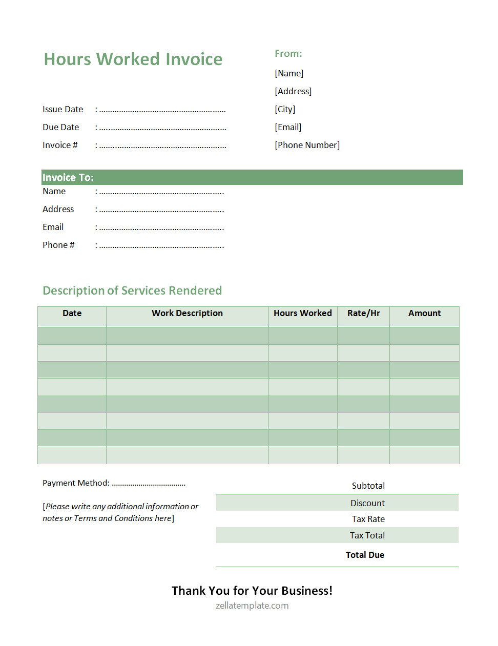 invoice template hours